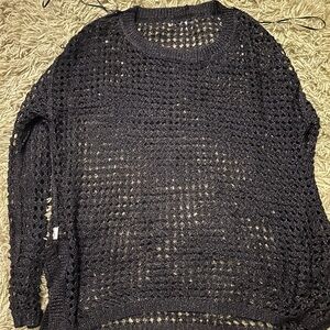 Cecico Black Mesh Knit Top
